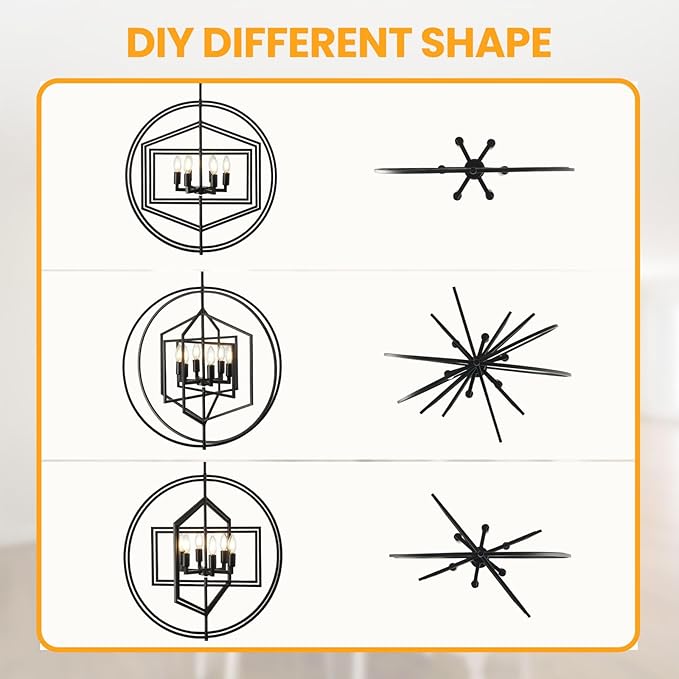 26 Inch Black Chandelier, 6-Light Farmhouse Chandelier for Entryway, Industrial Foyer Lighting Fixtures, Large Chandeliers for High Ceilings, Modern Hanging Pendant Lights for Living Room, Staircase