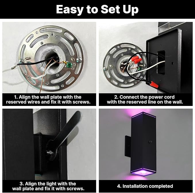 Outdoor Wall Lights 2 Pack, RGBCW Exterior Lighting Sconce,2700K-6500K Dimmable Smart Porch Lights Outdoor for House Patio Garage, Compatible with Alexa/Google Assistant, Bulb Included