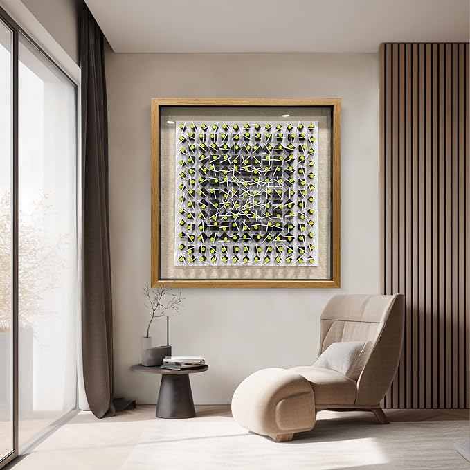 LIUZEYUE - Wooden block three-dimensional painting geometric modeling wall decoration 3D wooden artwork living room bedroom background wall office decoration painting 59"x59"