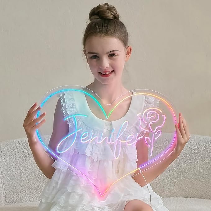 New process Custom Neon Sign,LED Neon Sign Customizable For Wall Decor,RGB Rainbow color,Personalized Neon Sign For Kids Birthday Gift,Wedding Party Business bedroom Logo
