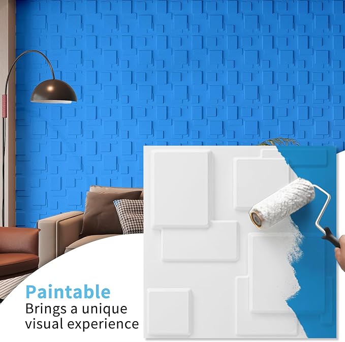 Art3d 20 Pack Decorative 3D Wall Panels, 19 Sq.Feet PVC Interior Wall Décor, 11.8"x11.8", White