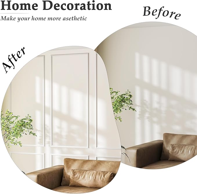 3 Sets Peel and Stick Molding Trim for Walls, Pre-Cut Wainscoting Panels 54x24 Inch Peel and Stick Wall Molding Kit, Self Adhesive Molding Trim for Walls,White Wall Moulding Trim Kit