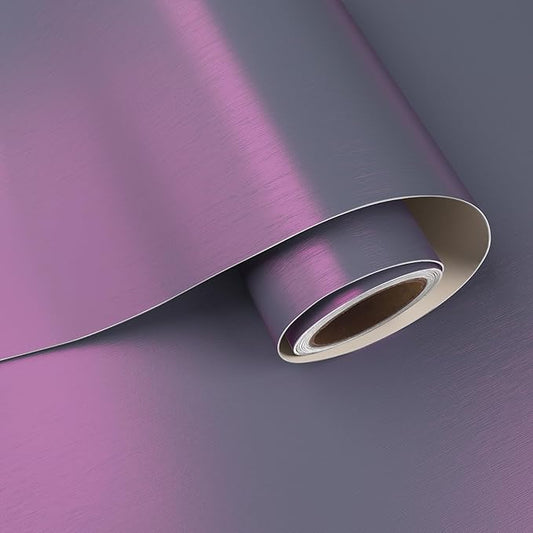 VaryPaper Gradient Purple Brushed Stainless Steel Contact Paper for Appliances Countertop Waterproof Fridge Refrigerator Vinyl Wraps Metallic Peel and Stick Wallpaper for Dishwasher 15.7''x78.7''