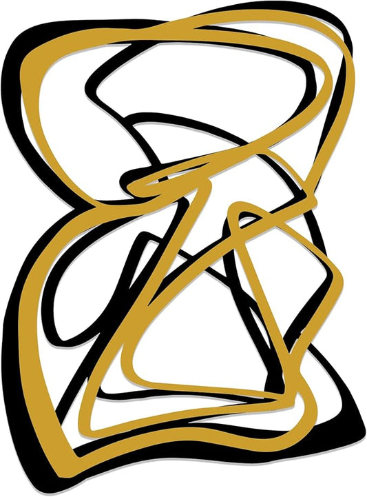 Black with Gold Abstract Metal Wall Art, Geometric Abstract Metal Wall Decor, Black and Gold Wall Decor, Modern Line Art Sculpture for Living Room,Luxury Wall Sign