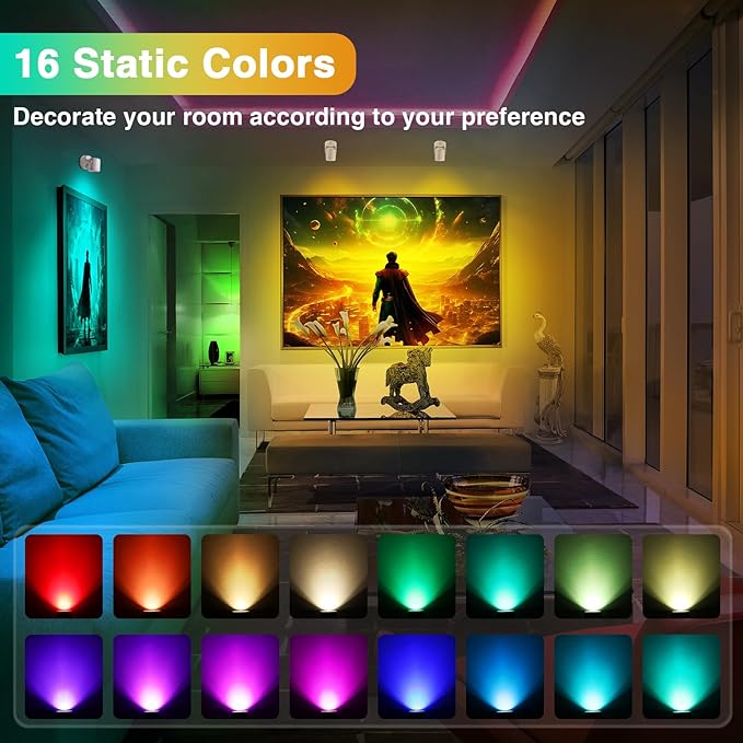 6W RGBW Uplighting Indoor Color Changing Up Lights Indoor with Remote Dimmable LED Spot Lights for Home Aluminum Accent Lighting for Party Plant Decor with 5.9 FT Plug Cord, 2 Pack