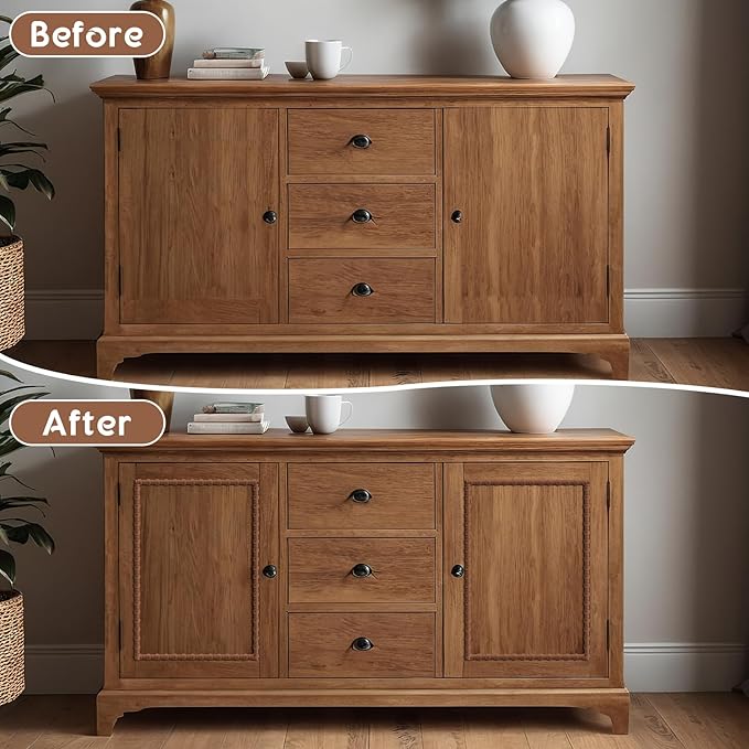 Nuanchu 12 Pcs Unfinished 3D Decorative Wood Trim Molding 15.75 Inch Decorative Wood Molding Cute DIY Trim for Home Wall Cabinet Shelf Window Door (Gourd Line,20mm)