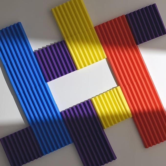 Acoustic Panels Upgrade Self-Adhesive 12pack,1" X 12" X 12" Sound Proof Foam Panels for walls Quick-Recovery,Sound Panels 35kg/m³High Density,Soundproof Wall Panels for wall Decor,Blue