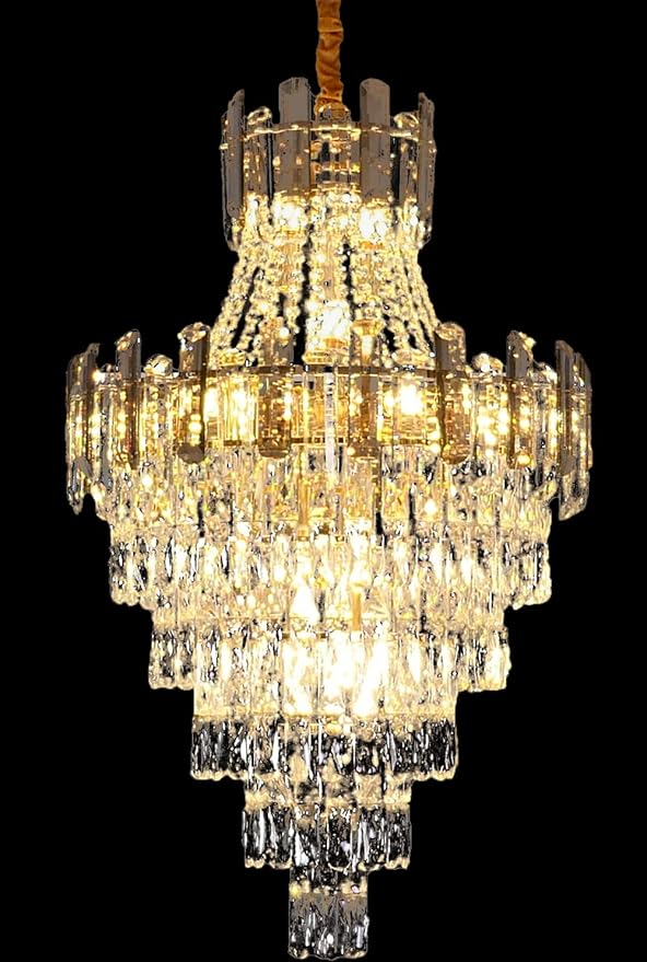 KoKo&Yukina D24 16-Light French Empire Crystal Chandeliers Living Room Crystal Chandeliers High Ceiling Room Chandelier Bedroom Chandelier Lights for Dining Room Foyer Entryway Adjustable Height