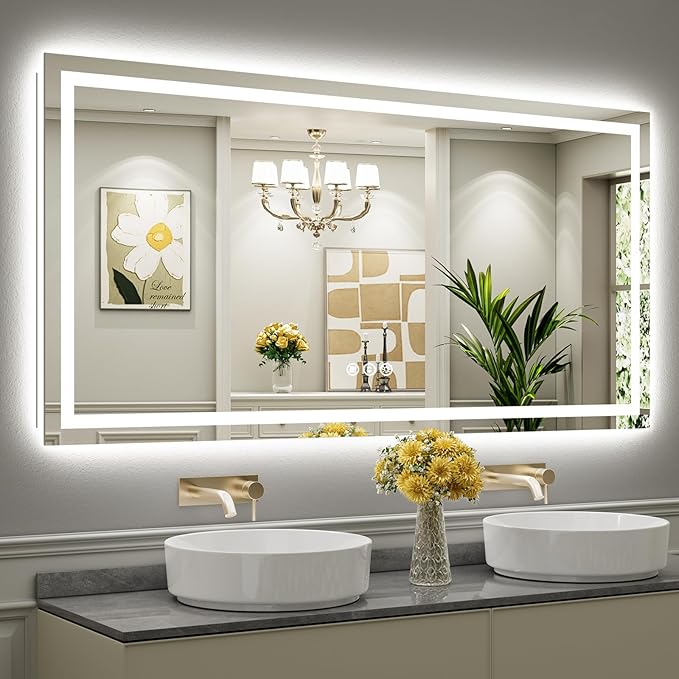 72"x36" LED Bathroom Mirror with Lights, Backlit & Front Lit, Anti-Fog Lighted Bathroom Vanity Mirror for Wall, Memory Function, Dimmable, HD Tempered Glass, Shatter-Proof