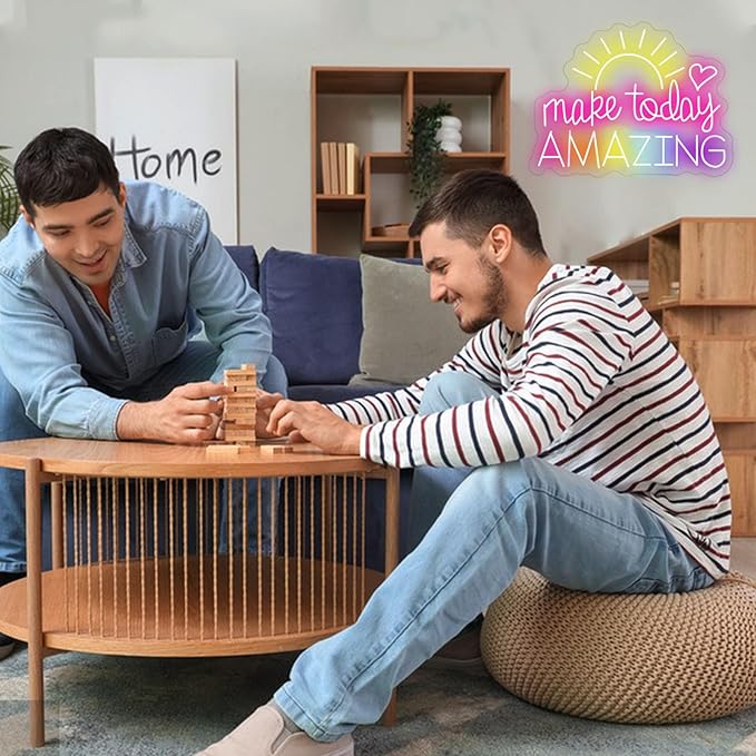 Make Today Amazing Neon Sign Heart Sunrise Positive Led Neon Light for Wall Decor Inspirational Rainbow Color Light Sign Boho Wall Art LED Neon Light Up Sign for Party Wedding Birthday School Gym