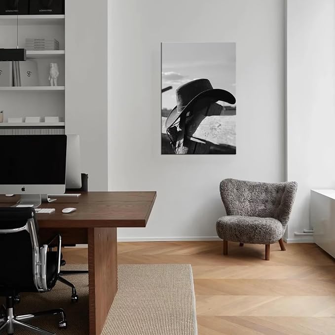 Cowboy Hats Pictures Wall Art for Bedroom Living Room Office Home Decortion Prints Framed(18L" x 24W")