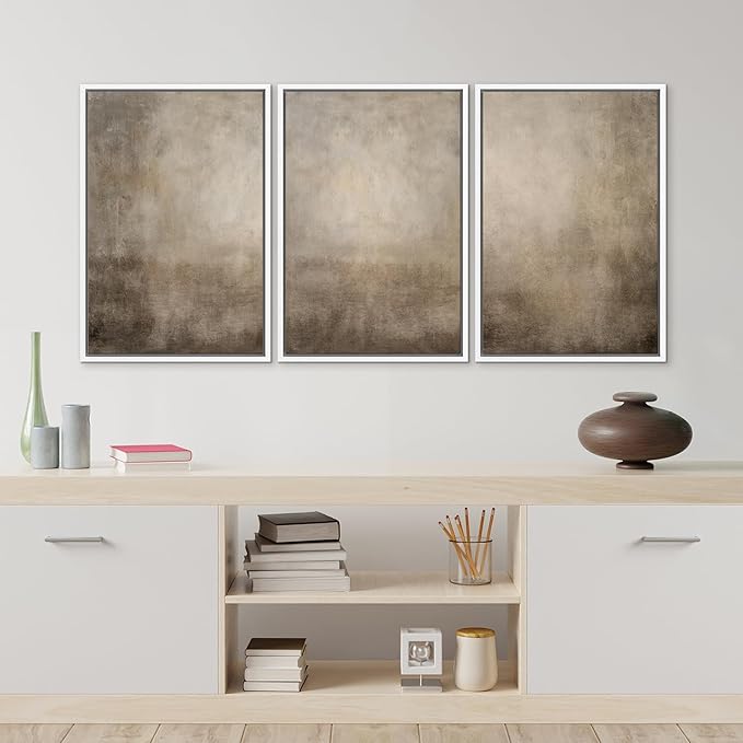 MUDECOR Framed Wall Art Print Set Neutral Abstract Landscape Illustrations Modern Art Boho Decorative Colorful Chic for Living Room, Bedroom, Office - 24"x36"x3 White