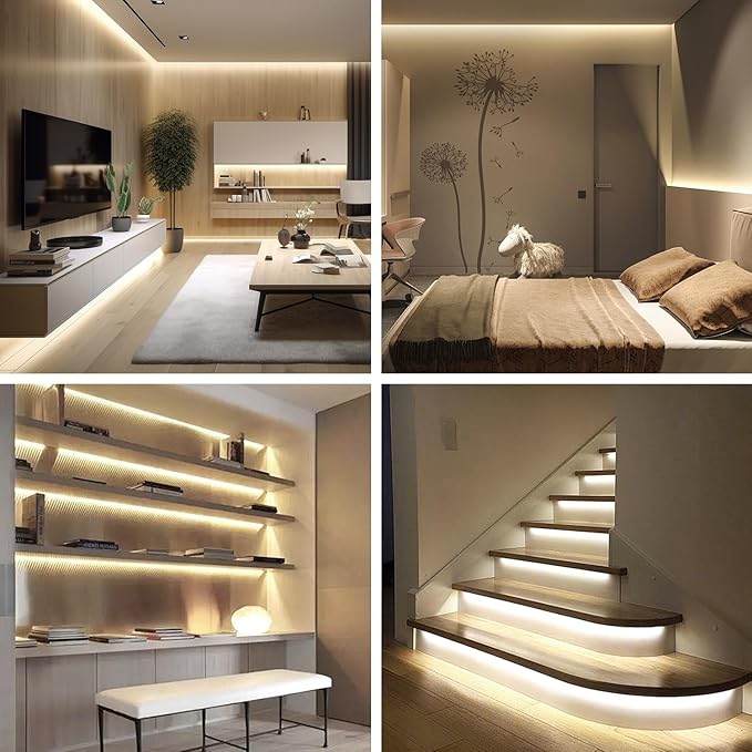 COB LED Strip Lights 100ft,3000K DC 24V Dimmable Warm White Flexible LED Lights Strip for Bedroom,with Remote and app Control LED Rope Lights for Living Room,Shelf,Cabine,Bed