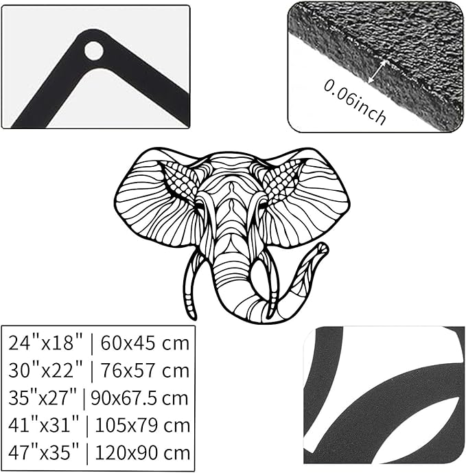 Cadeali Elephant Metal Wall Art, Animal Head Decor, Large Modern Wildlife Lover Gift, Art for Living Room (Silver, 47''x35'' | 120x90 cm)