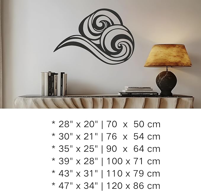Abstract Ocean Wave Metal Wall Sculpture,Coastal Art for Coastal Spaces, Porch & Beach House Decor,Metal Wave Sculpture,Coastal Wall Art for Nautical Interiors (43" x 31" | 110 x 79cm)