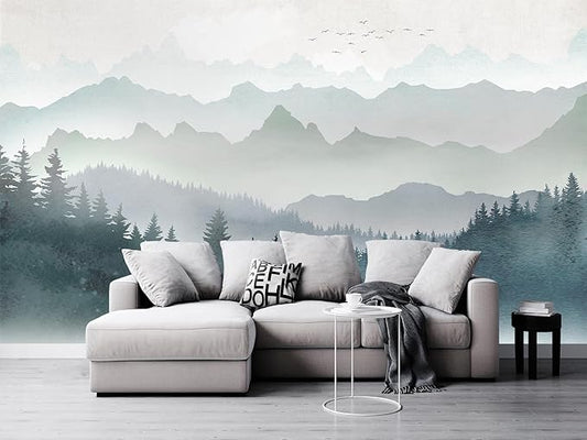 Cliouar-Mountain Peaks Woods Bedroom Living Room Decoration Mural Wallpaper 182" x 122"(Not Self-Adhesive)