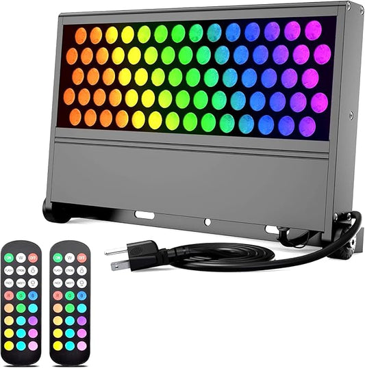 288W LED Wall Washer Light with RF Remote, 28800LM Super Bright Wall Wash Lighting RGBW+5700K Color Changing Waterproof Floodlights for Stages & Events, Landscapes, Billboards, Outdoor & Indoor
