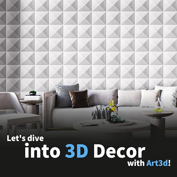 Art3d Decorative 3D Wall Panel, 32 Sq.FT PVC Interior Wall Decor for Living Room, Bedroom, Lobby, Office, Shopping Mall, White