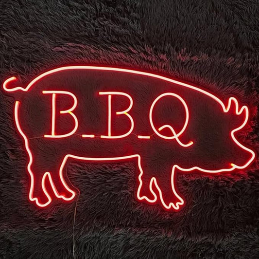 BBQ pig Led Sign, Pig Led Sign, Wall Decor, Animal Neon Sign, Custom Neon Sign, BBQ Led Sign, Best Gifts, Restaurant Led Sign, BBQ Pig neon Size:20inches