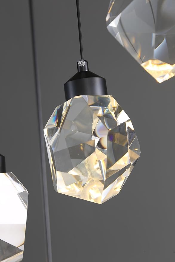 Large Black Staircase Chandelier 150 inch Long Crystal Chandelier for High Ceiling Entrance Crystal Ceiling Lighting LED Dimmable 3000-6000K 32 Light