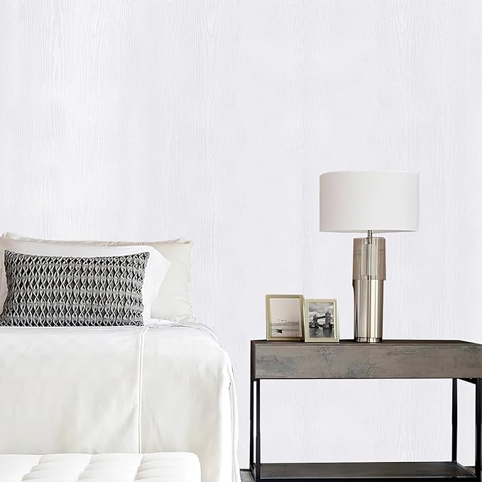 Arthome Peel and Stick Wallpaper - White Wood Contact Paper - White Wallpaper - Self-Adhesive, Removable and Waterproof for Cabinet, Countertop (11"x100")