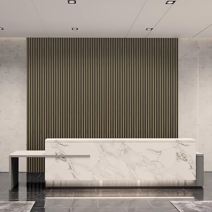 Art3d 8-Pack WPC Wood Slat Wall Panel for Interior Décor, 3D Wood Fluted Acoustic Paneling for Living Room Bedroom Home & Office Accent Wall Decor - 96 x 6 Inch Ebony