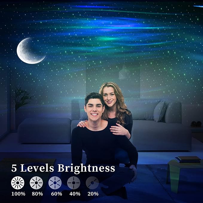 Cadrim Star Projector with Bluetooth Speaker and Remote, Northern Lights Aurora Projector with Moon and Star, Night Light Projector for Bedroom, Home Theater, Kids Adults Game Room and Parties