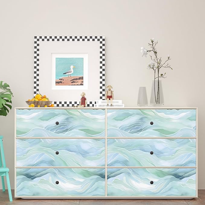 Blue Floral Peel and Stick Wallpaper Boho Leaf Contact Paper Blue Sky Removable Self Adhesive Waterproof Wall Paper for Cabinet Drawers Wall Decor Renter Friendly 17.5''x118''