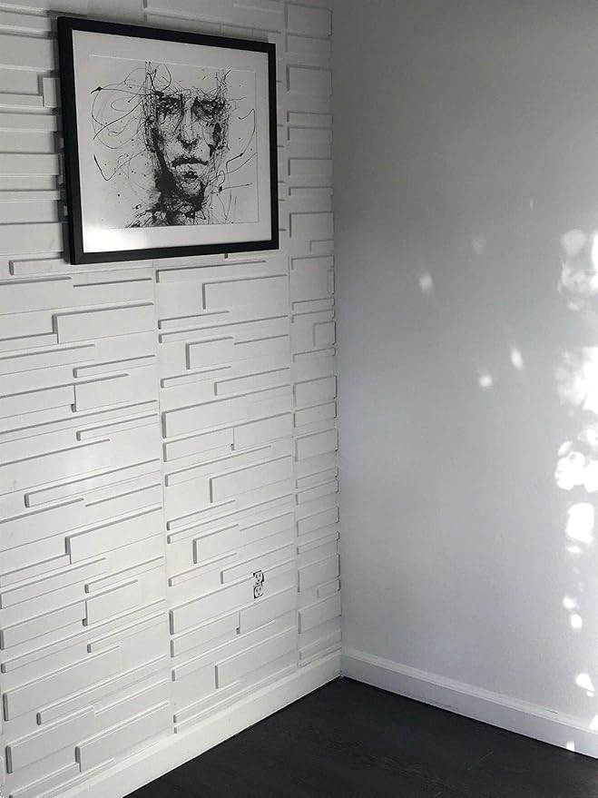 Art3d 19.7" x 19.7" (Pack Of 12) Wall Panel 3D Rectangle, White