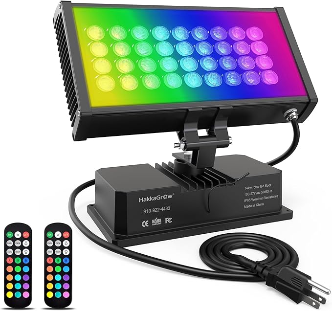 LED Wall Washer Flood Lights with RF Remote, 144W RGBW+5700K Color Changing Wash Lighting Waterproof Heavy-duty LED Wall Washing Light for Outdoor & Indoor Lighting Projects, Church, Building, Hotels