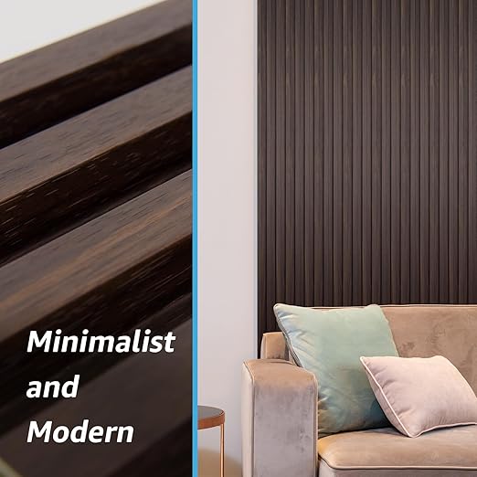 Art3d Slat Wall Panel for Modern Decor, WPC Acoustic Diffuser Panel, 8-Pack 96 x 6in. Black Walnut