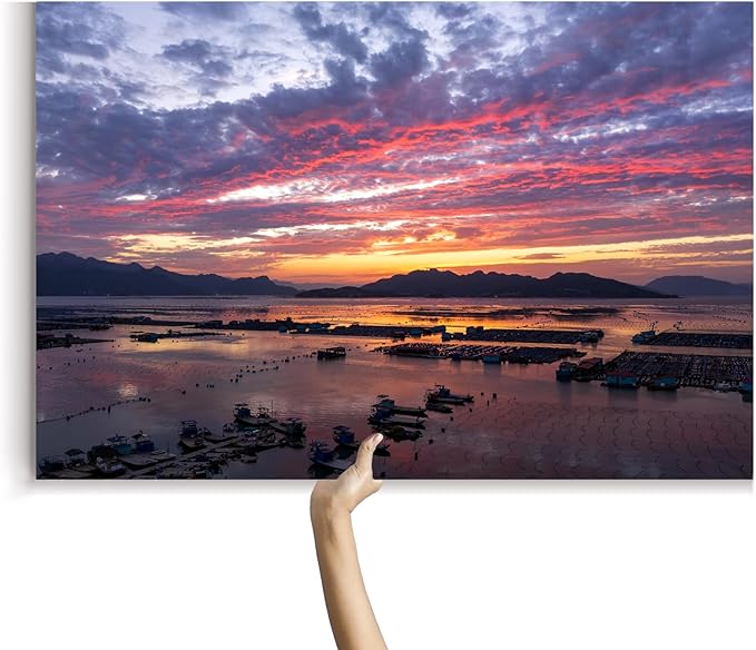 Oriental Beauty: Stunning Feng Shui Landscape Wall Art Prints for Home Decor in 3 Sizes (Serene Sunset Over a Coastal Fishing Village, 20" x 30")