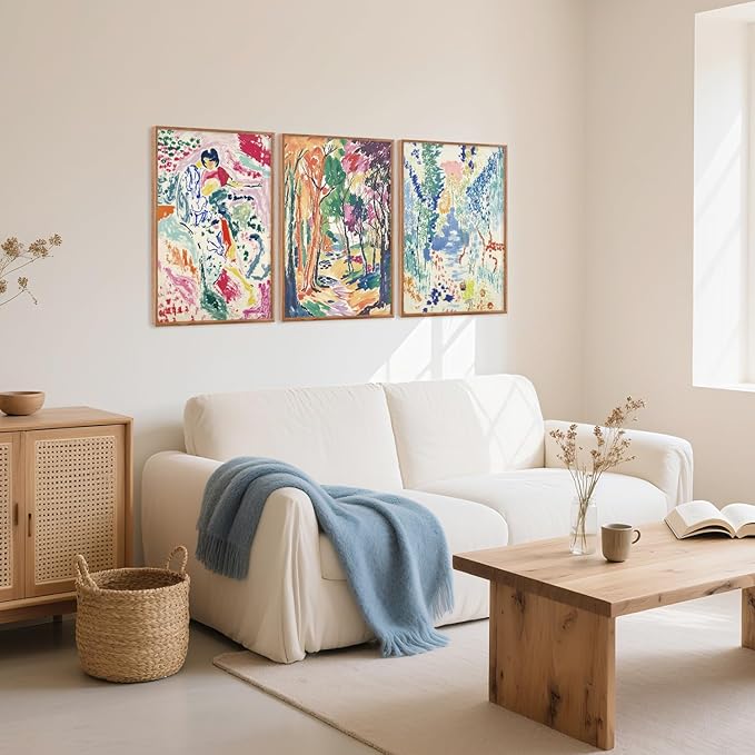 CHDITB Abstract Expressionist Framed Canvas Wall Art Set, Colorful Nature Inspired Wall Decor, Modern Gallery Art Spiritual Wall Painting, Eclectic Art Prints for Living Room Bedroom Office-24 x36 x3