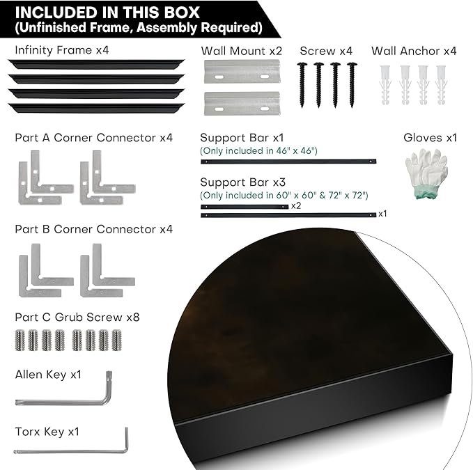 46"x46" XL Framed Wall Art - Golden Mist Abstract Moody Dark Atmospheric (Frame Assembly Required)