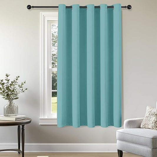 ChrisDowa Blackout Curtains 70 inches Wide for Bedroom - Extra Wide Grommet Thermal Insulated Room Darkening Curtains for Living Room (1 Panel, Aqua, 70 x 63 Inch)