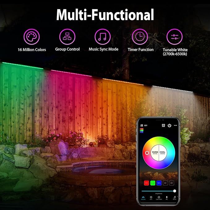 Linkable Smart LED Wall Washer Light, 120V RGBCW Color Changing LED Light Bars with Group and Individual Control, Timing, 168W (24x7W) Dimmable for Outdoor & Indoor Lighting Projects, ETL Listed