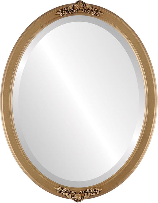 OVALCREST Oval Beveled Wall Mirror for Home Decor - Athena Style - Desert Gold - 18" x 14" Outside Dimensions