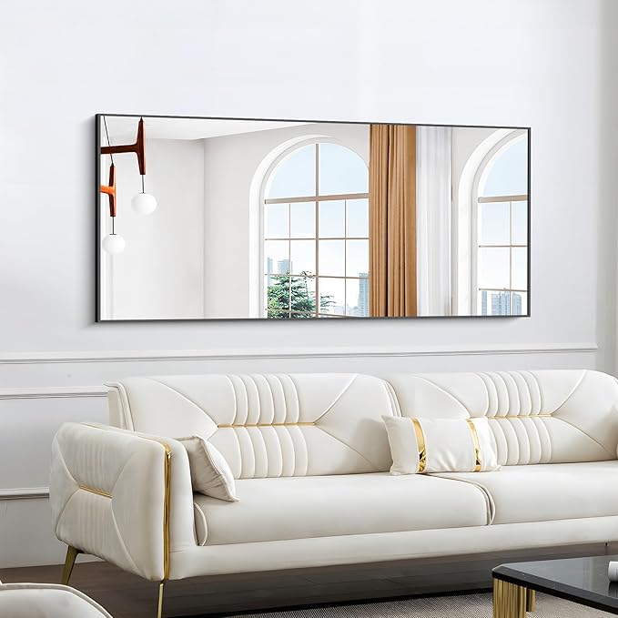 KOCUUY Bathroom Mirror, 30x60 Inch Large Black Mirrors for Wall, Rectangle Long Vanity Mirror with Aluminum Frame Modern Home Decor for Bathroom, Living Room, Entryway, Hang Horizontal/Vertical