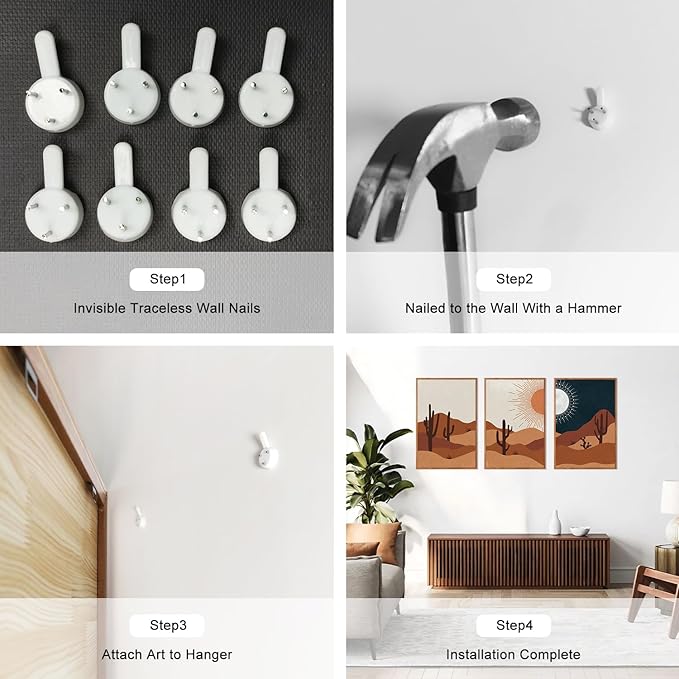 LHIUEM Boho Desert Framed Canvas Wall Art,Abstract Sun Moon Wall Decor,Modern Cactus Landscape Painting,Mid Century Southwestern Artwork for Living Room,Bedroom,Dining Room -16"x24"x3