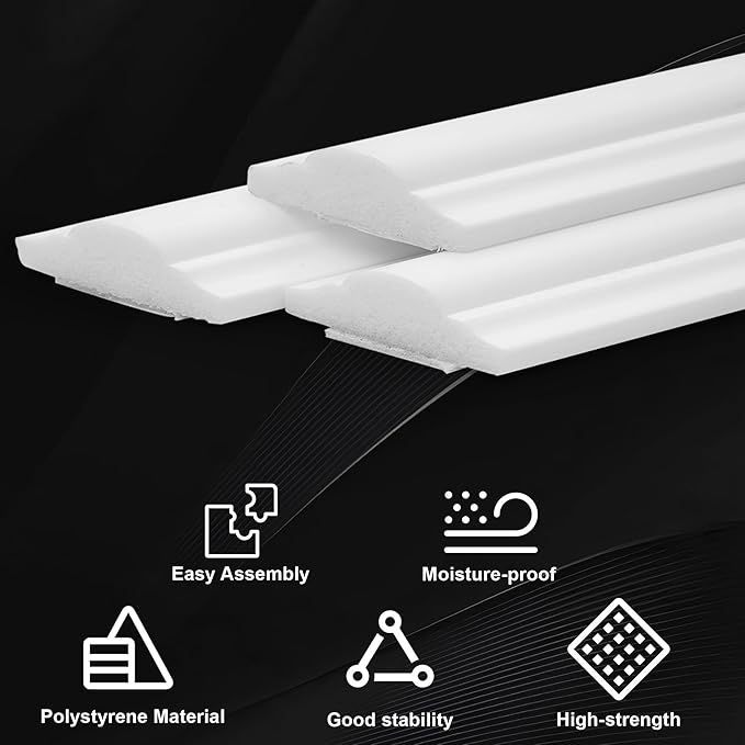 4 Sets Pre-Cut Wainscoting Panels 16”x16” Picture Frame Molding Peel and Stick Wall Molding kit Self Adhesive Molding Trim for Walls (40x40cm)