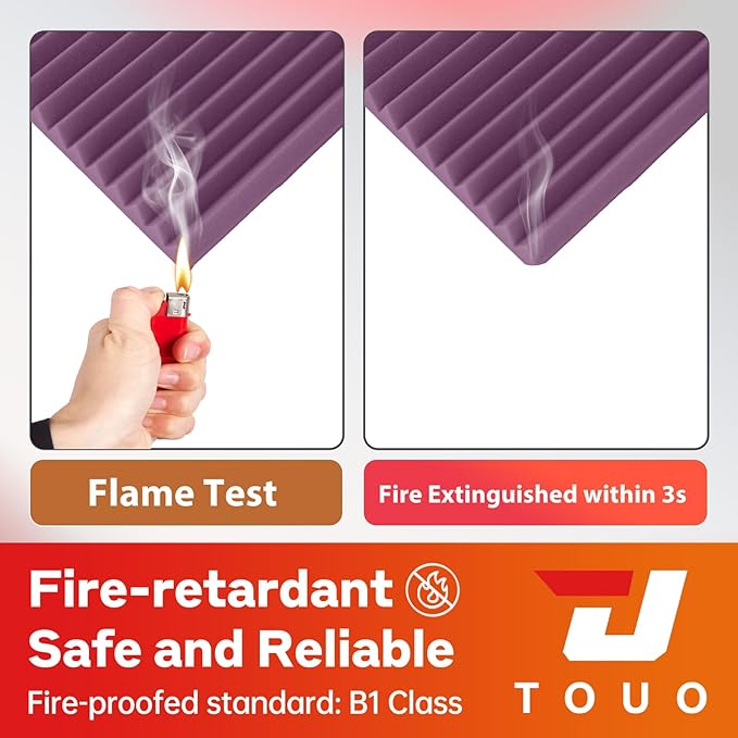 24 Pack Acoustic Panels – Sound Proof Foam Panels for Wall 12"x12"x1", Flame Retardant Wedge Acoustic Foam, High-Density Sound Absorbing Panels for Home Studio(Purple, 1" Thick 24 Pack)