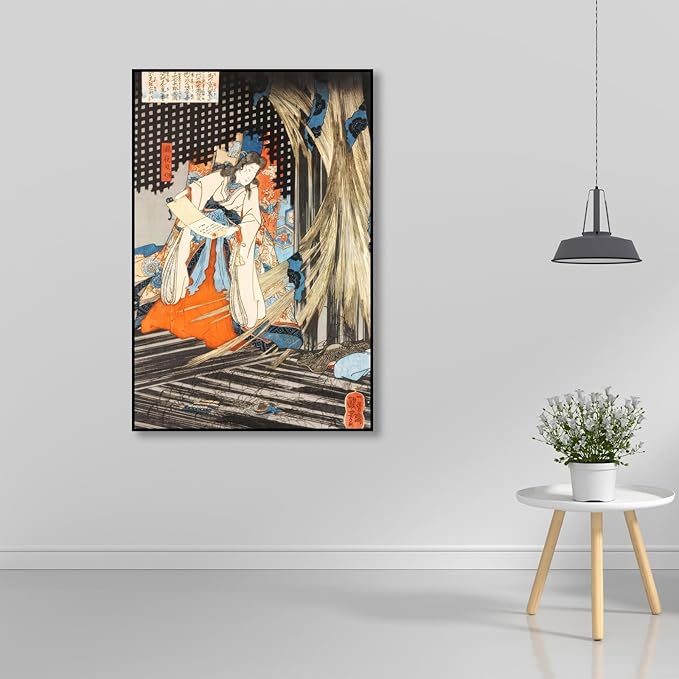 OKRA Utagawa Kuniyoshi Canvas Wall Art Takiyashahime Poses Poster Japanese Ukiyo-E Woodcut Art Animal Nature Landscape Poster Japanese Classic Wall Decor Unframed 20×30in/50×75cm