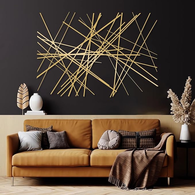 Abstract Metal Wall Art, Modern Wall Decor, Large Wall Sculpture, Abstract Line Wall Art, Modern Luxury Wall Decor, Large Contemporary Metal Sculpture, Office Home Decor, Housewarming Gift (35"x54"|90x135cm, Black)