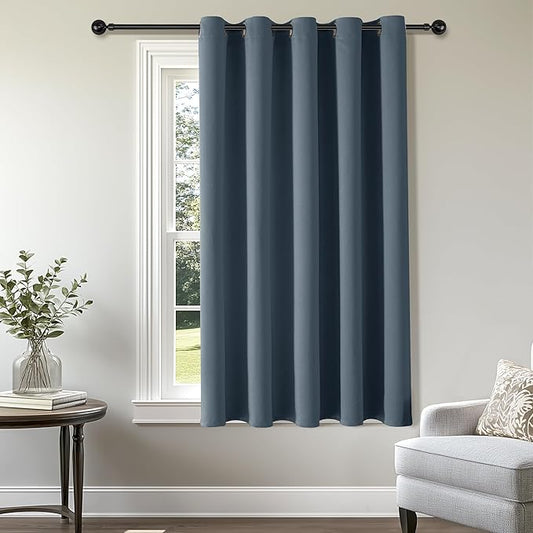 ChrisDowa Blackout Curtains 70 inches Wide for Bedroom - Extra Wide Grommet Thermal Insulated Room Darkening Curtains for Living Room (1 Panel, Stone Blue, 70 x 63 Inch)