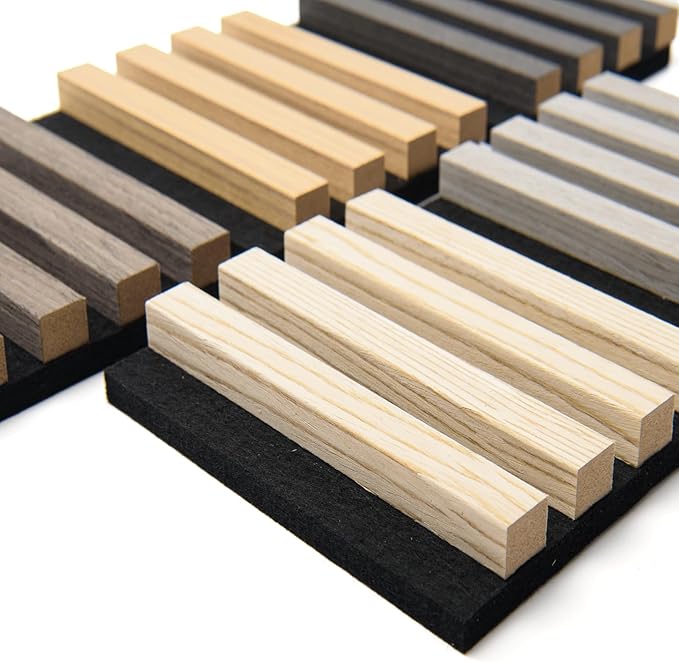 Art3d 5-Pack Sample Acoustic Wood Panels for Wall, Soundproof Wood Slat Panel for Wall and Ceiling - 5 Colors, 6" x 4.7"
