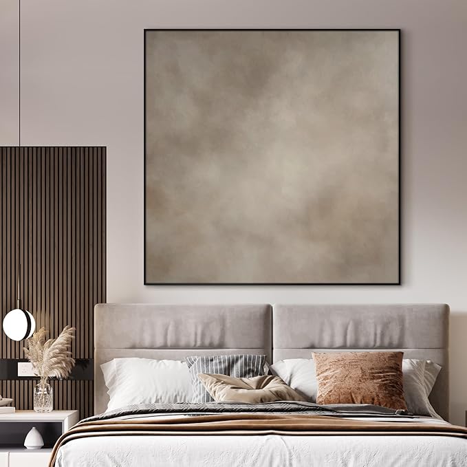 36"x36" Large Framed Wall Art - Abstract Beige and Taupe Marble Effect (Frame Assembly Required)