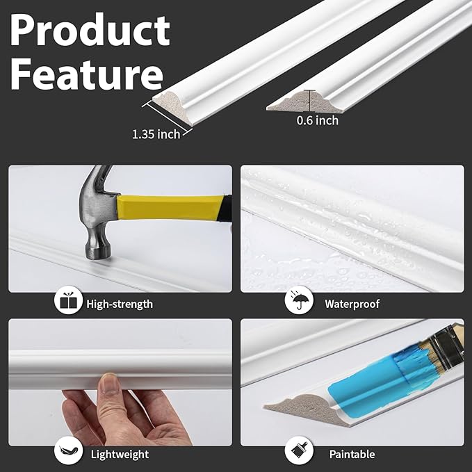 Art3dwallpanels Pre-Cut Wall Molding Set of 3 pcs, Ready-to-Assemble Wainscoting Panels for Interior Wall Décor Living Room Bedroom Accent Wall - Installed with Glue, 3 Frames