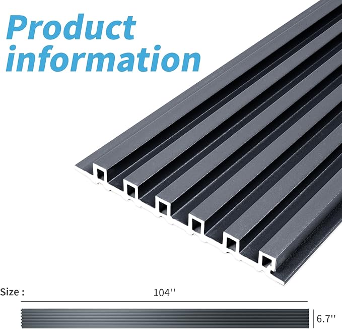 Art3d 8 Pack 104" x 6.7" Slat Wall Paneling, Glossy Metal Finish WPC 3D Wall Panels, 3D Panels for Interior Wall Decor, Living Room, Bedroom - Steel Gray