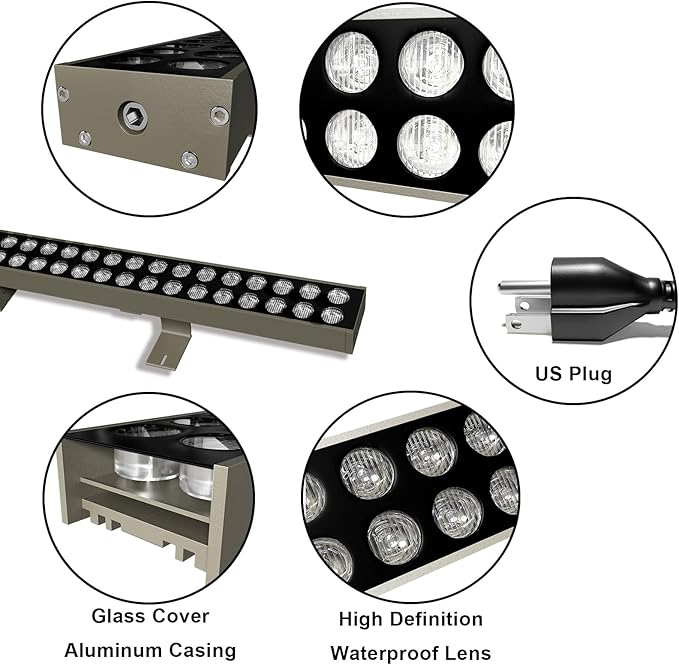 72W LED Wall Washer Light Bar, 9500LM Super Bright, IP67 Waterproof Outdoor Lighting for Landscape, Yard, Garden (40in, 6000K Daylight)