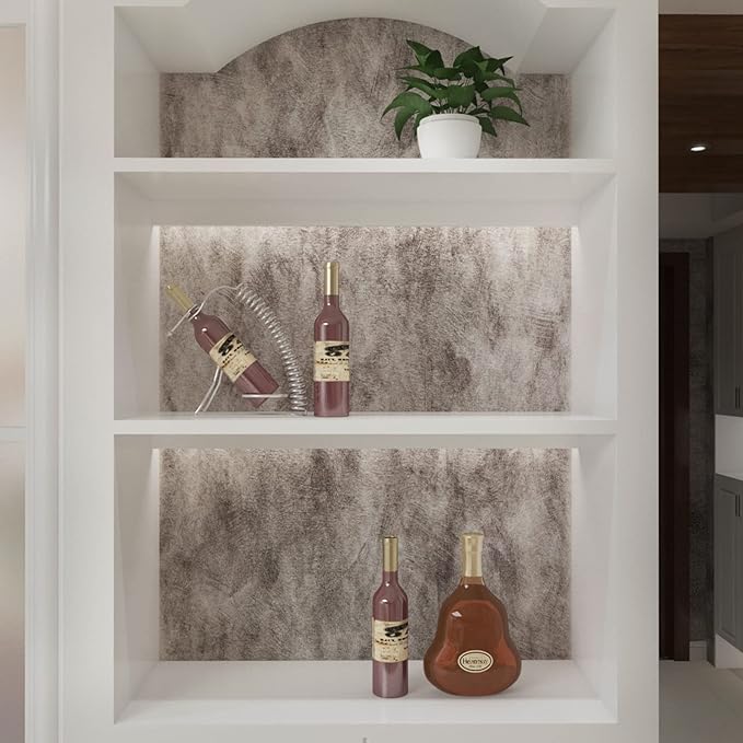 16''×354'' Grey Concrete Wallpaper Peel and Stick Contact Paper Modern White Glossy Cement Texture Waterproof Self Adhesive Easy Install Wall Covering for Basement Kitchen Furniture Apartment